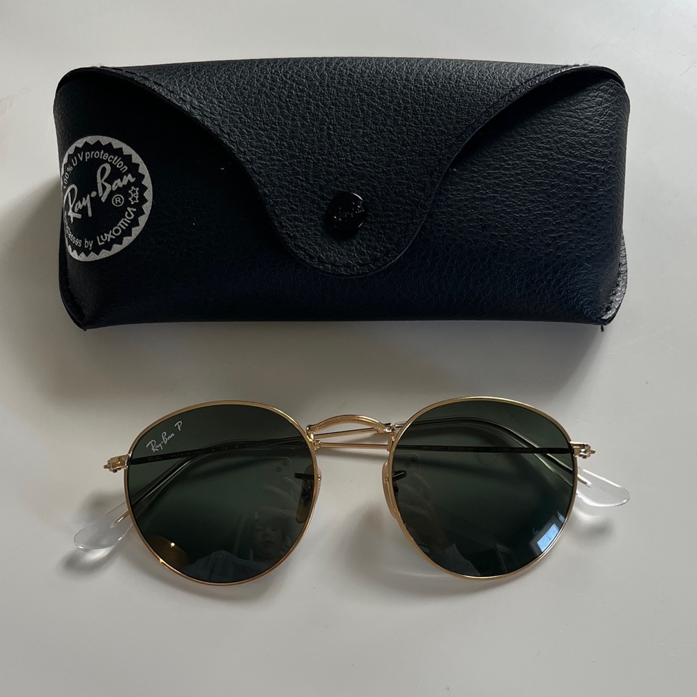 Ray-Ban Gold Frame with Dark Green Lenses Sunglasses (polarized)